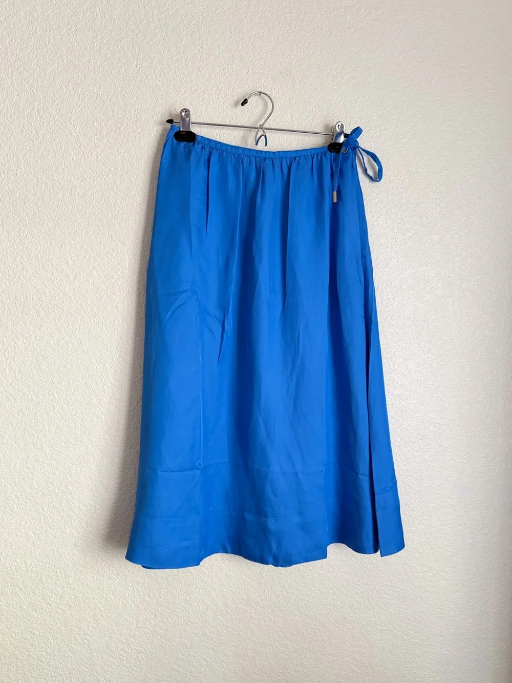 Ann Taylor Side-Tie Midi Skirt 0P Petite Maritime Blue NWOT
